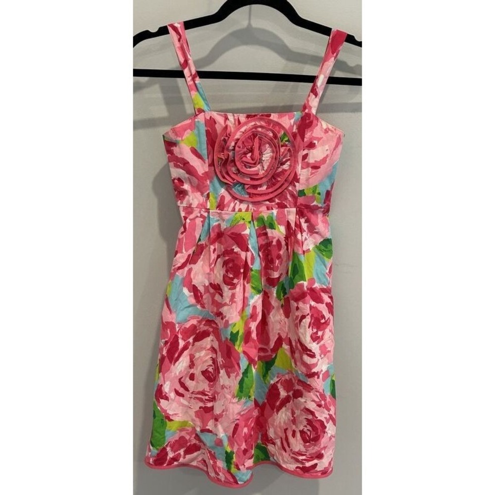Lilly Pulitzer Girls Dress First Impressions Sleeveless Pink Aqua Floral Size 10